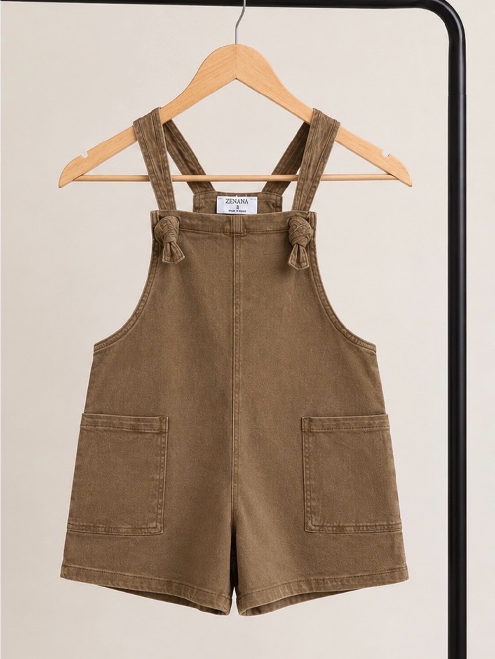 Zenana Outfitters Olive Green Short Overalls
